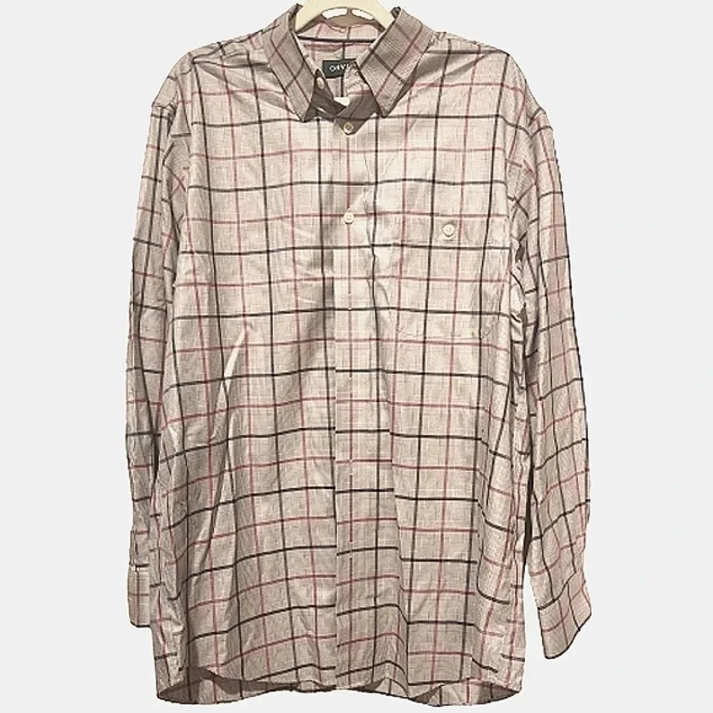 Orvis light blue w/red and navy stripes longsleeve buttondown Size Large